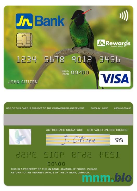 Jamaica JN Bank visa klasyczny credit karta przykład w formacie PSD
